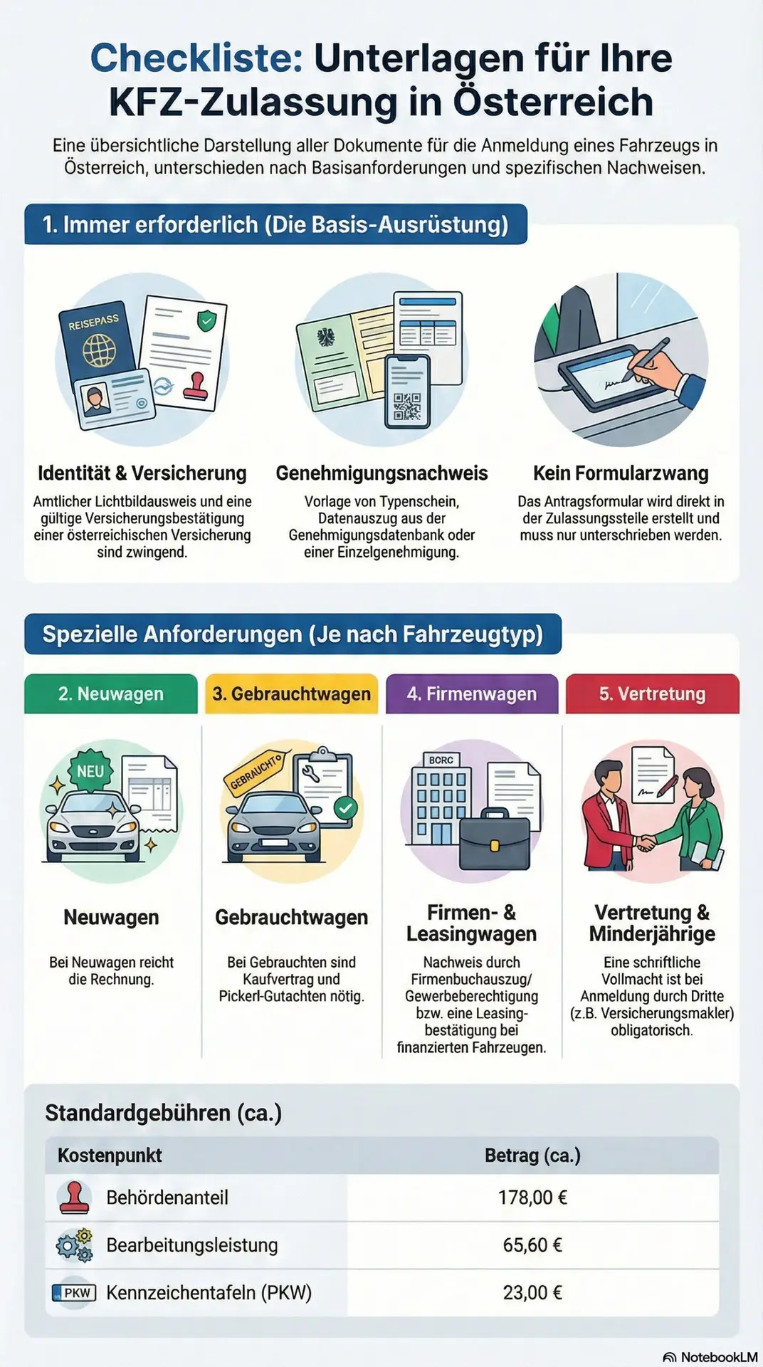Unterlagen für die KFZ Zulassung